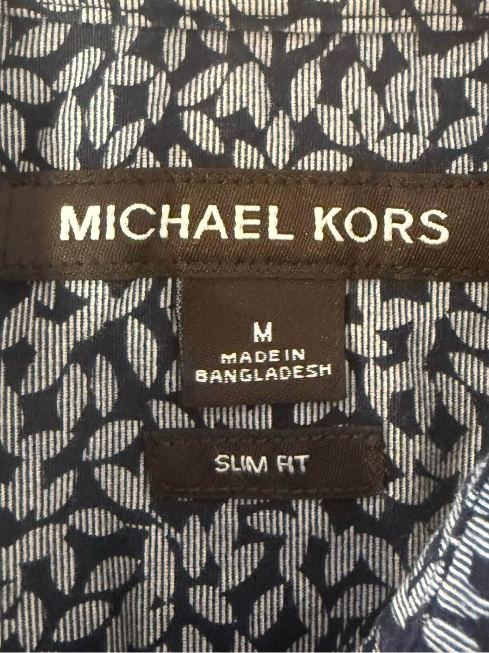 Michael Kors Slim Fit Short Sleeve Button Down Shirt Blue White Men’s Medium - Picture 8 of 9